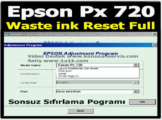 Epson Stylus Photo PX720WD  Waste İnk Error Reset Programı